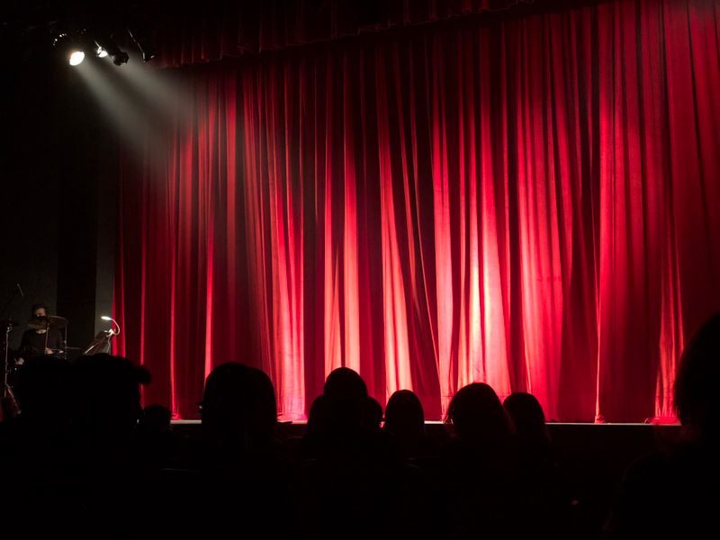 Stage curtain under lights